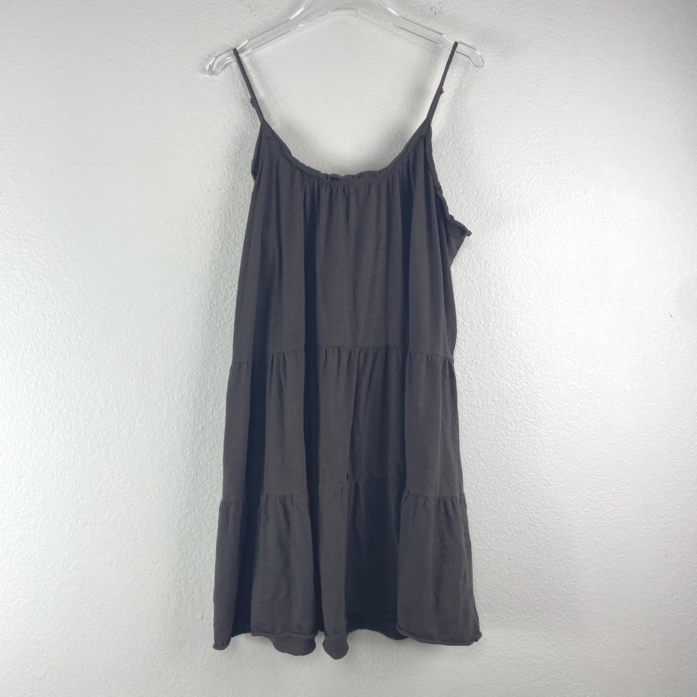 Natural Life Tiered Mini Cami Dress L/XL Dark Brown Boho Cottagecore Summer